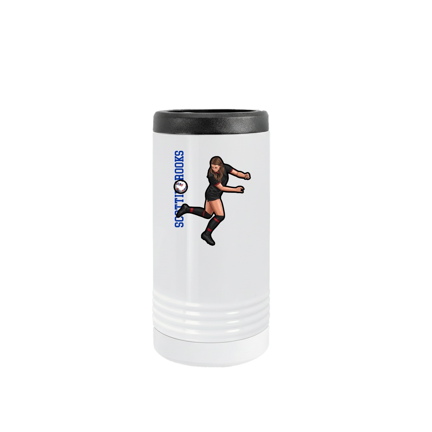 Slim Beverage Holder — Name Vertical in White