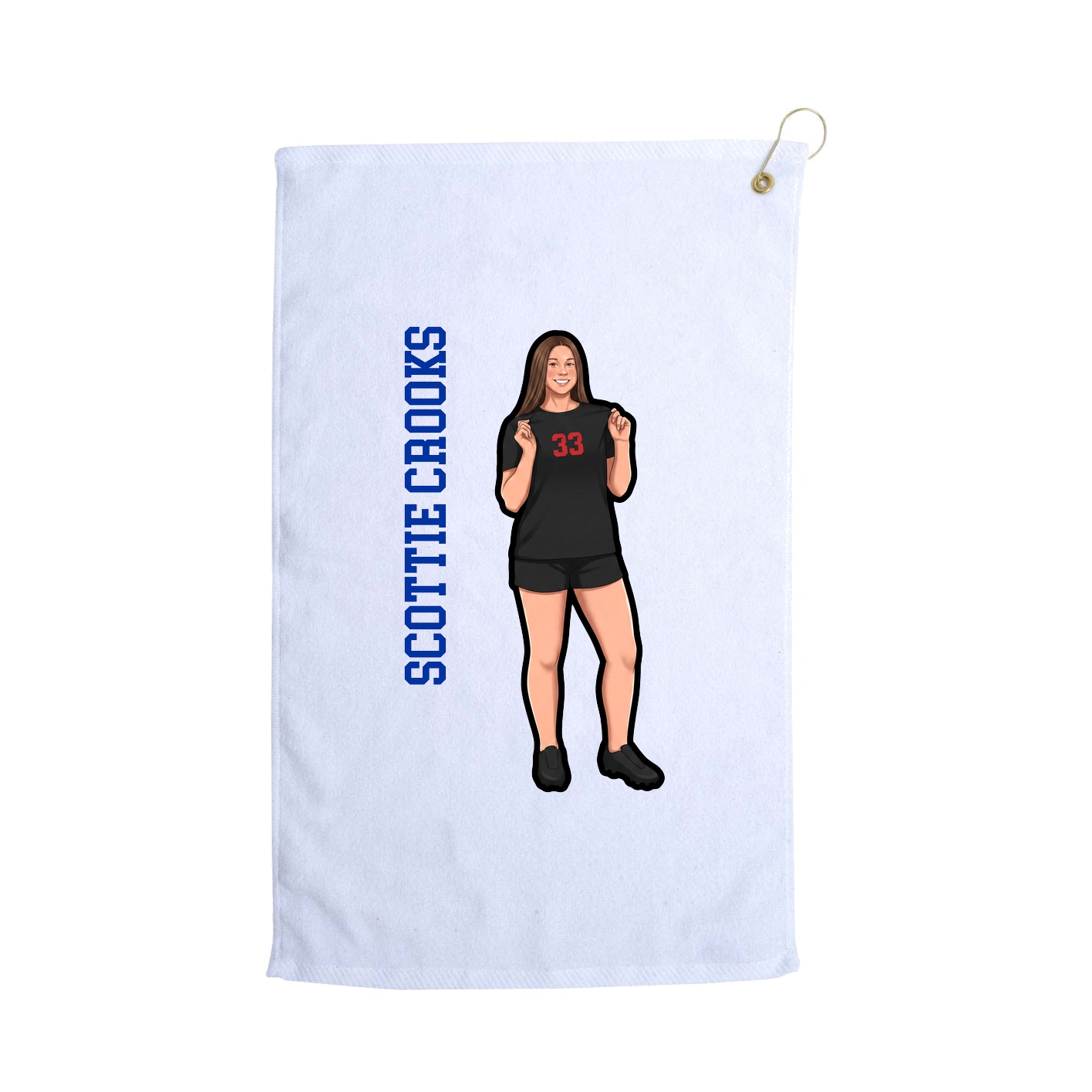 Golf Towel — Name Vertical in White