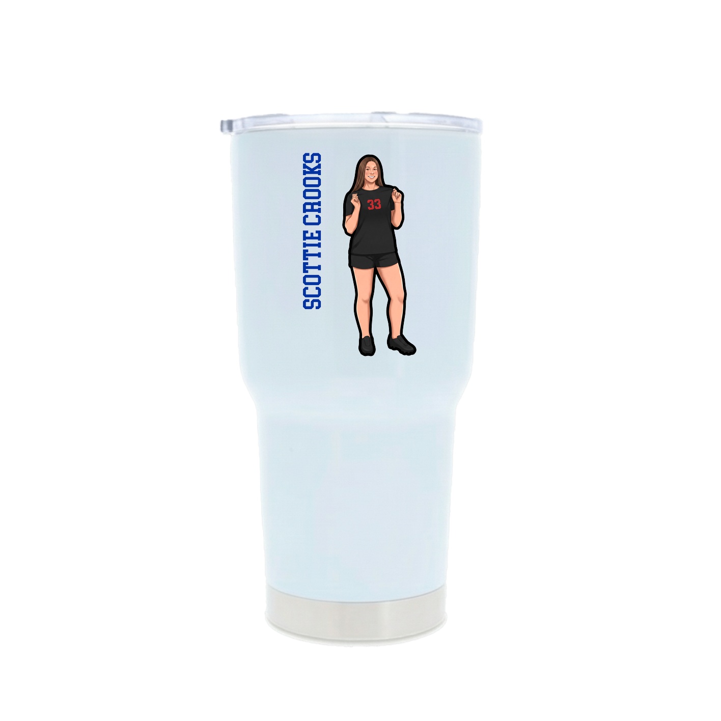 30oz Stainless Steel Tumbler — Name Vertical in White