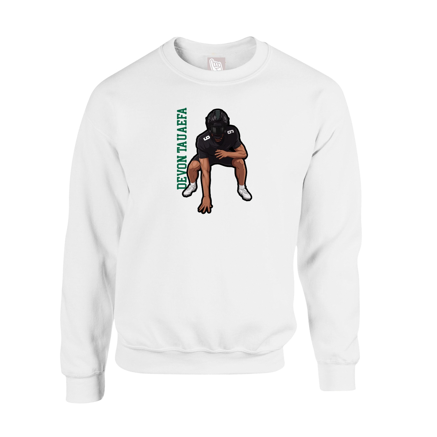 Fleece Crew — Name Vertical in White