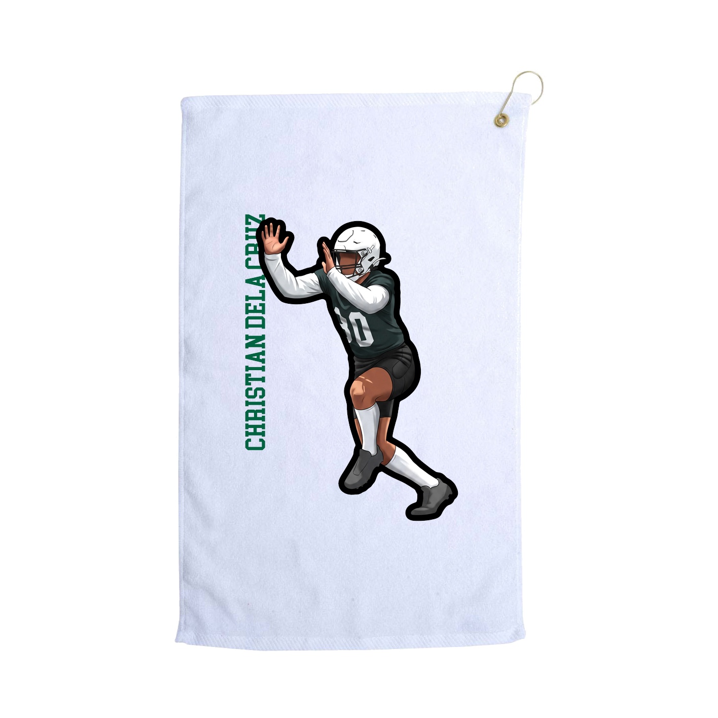 Golf Towel — Name Vertical in White
