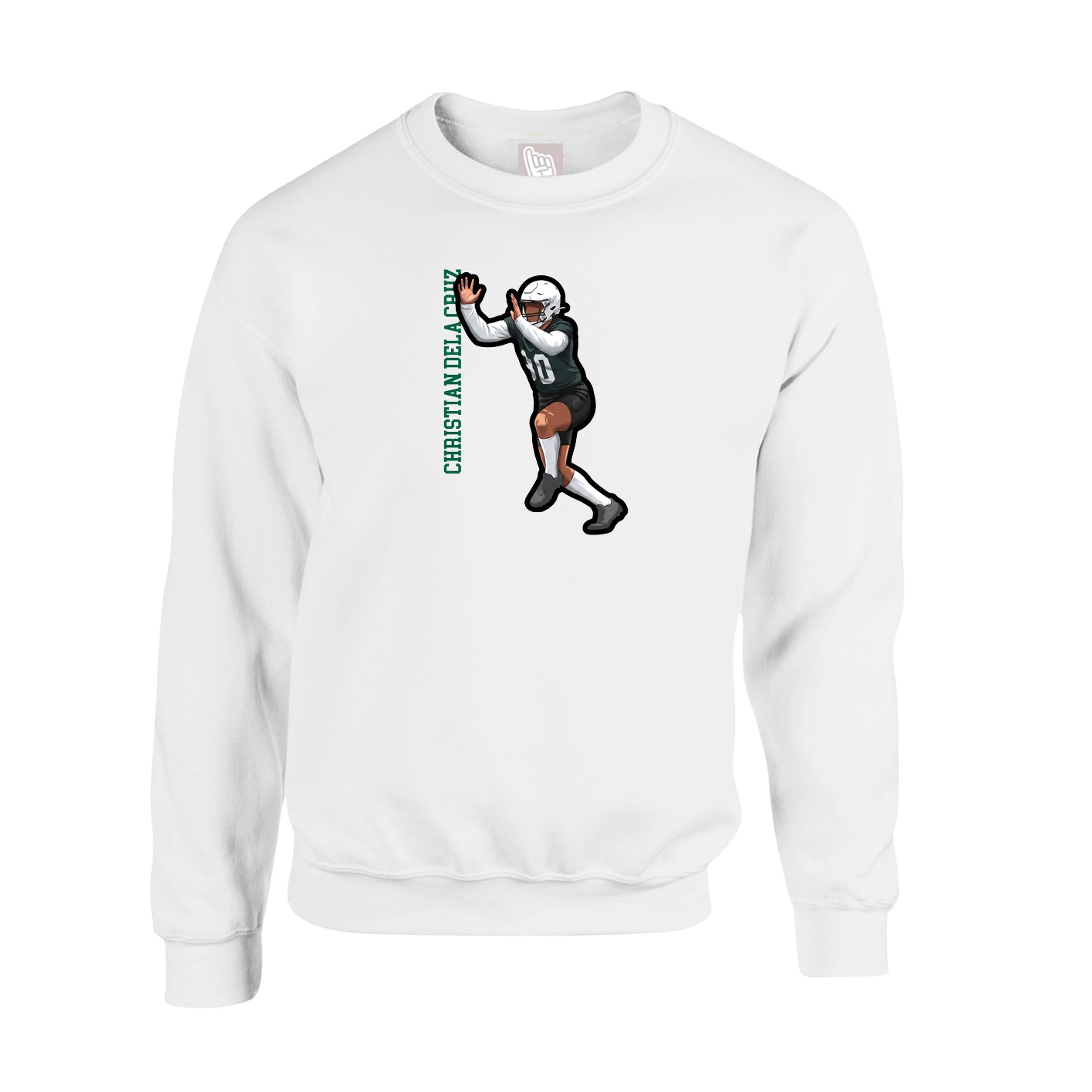 Fleece Crew — Name Vertical in White