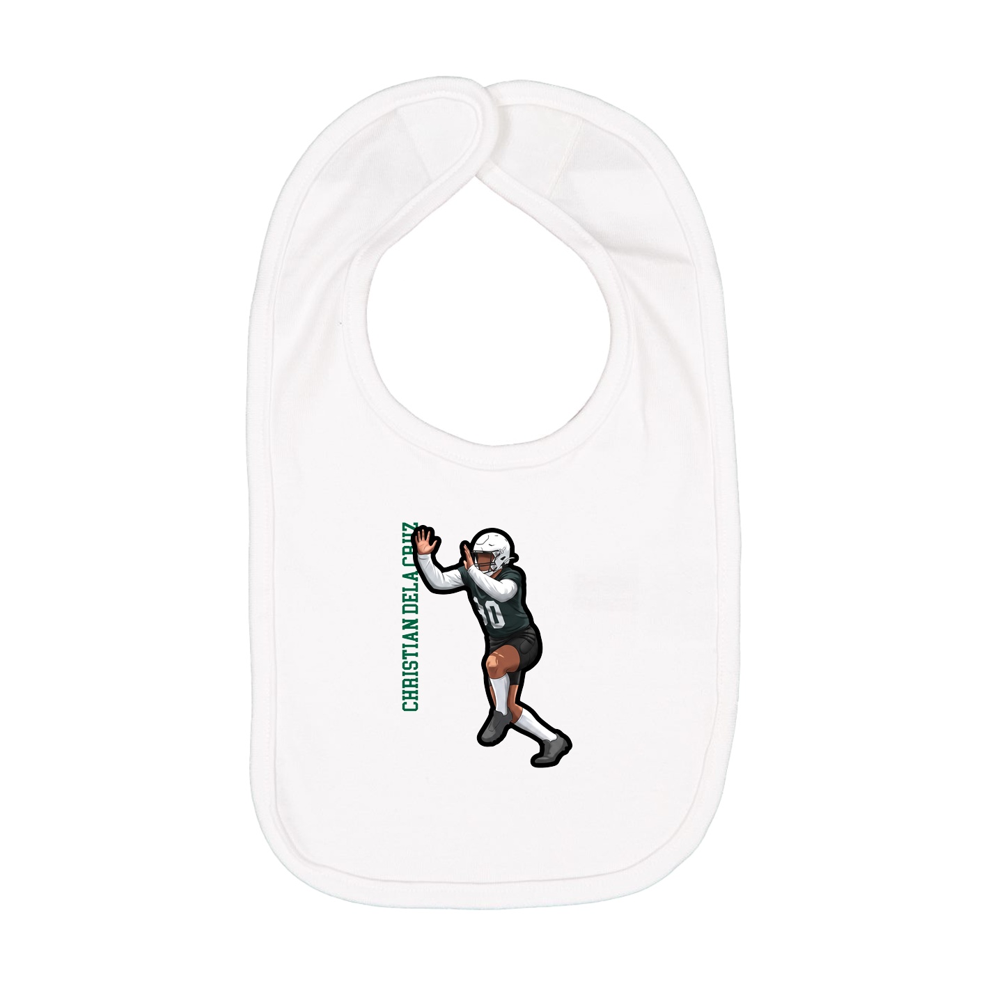 Infant Bib — Name Vertical in White