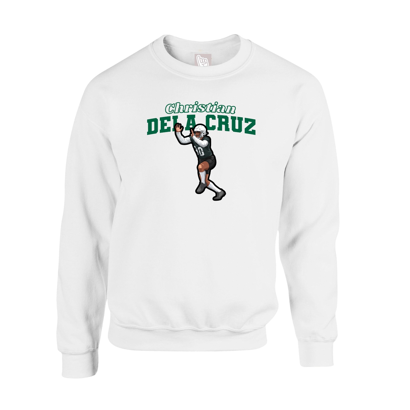 Fleece Crew — Name Arch in White