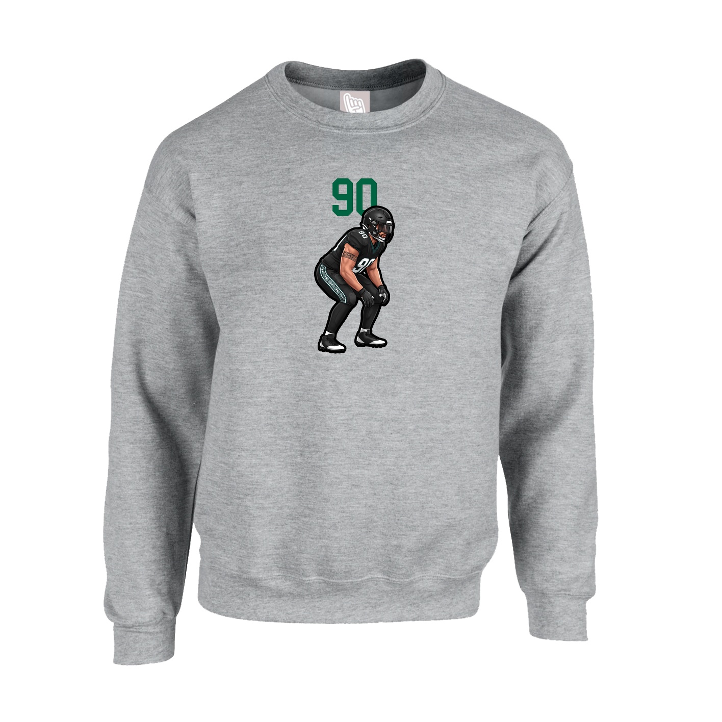 Fleece Crew — Number Top in Grey