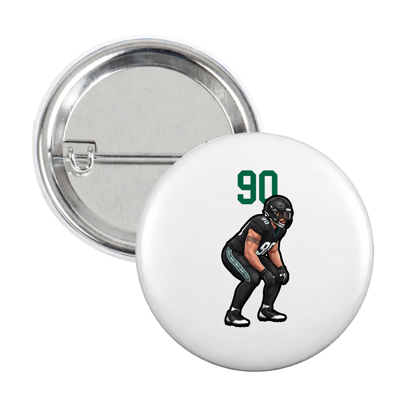 Game Day Button — Number Top in White