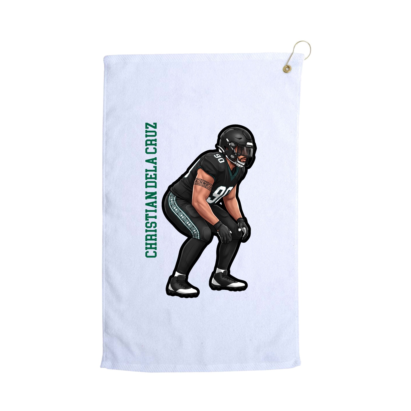 Golf Towel — Name Vertical in White