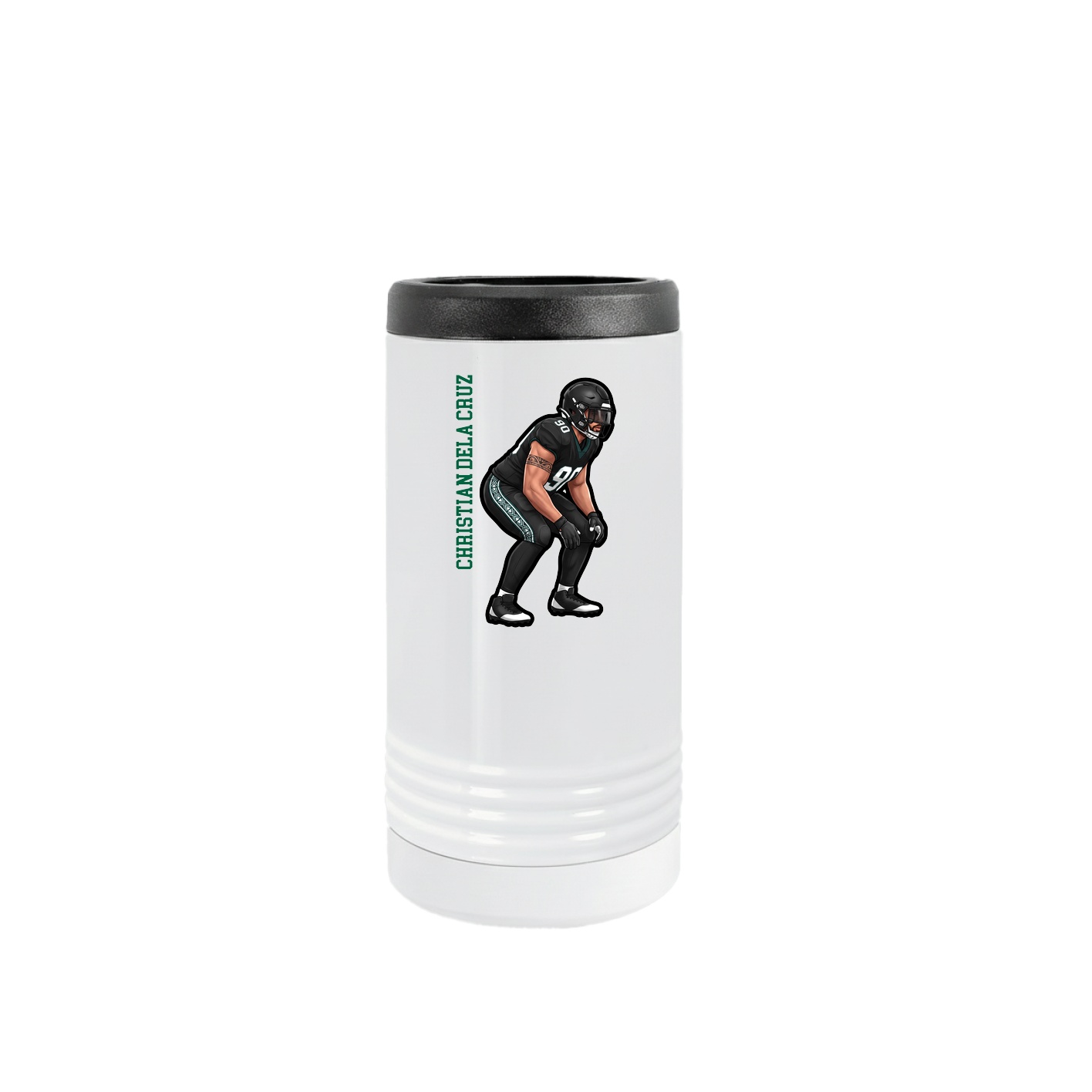 Slim Beverage Holder — Name Vertical in White