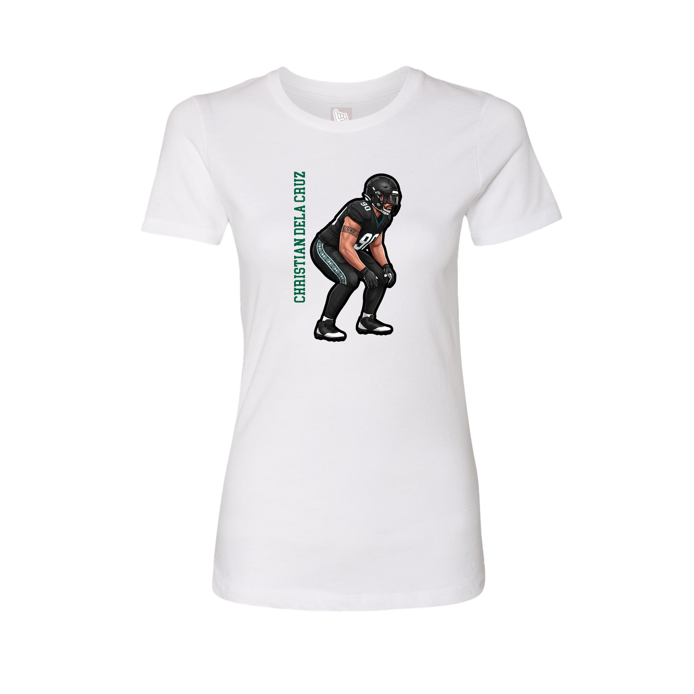 Fitted Women's Tee — Name Vertical in White