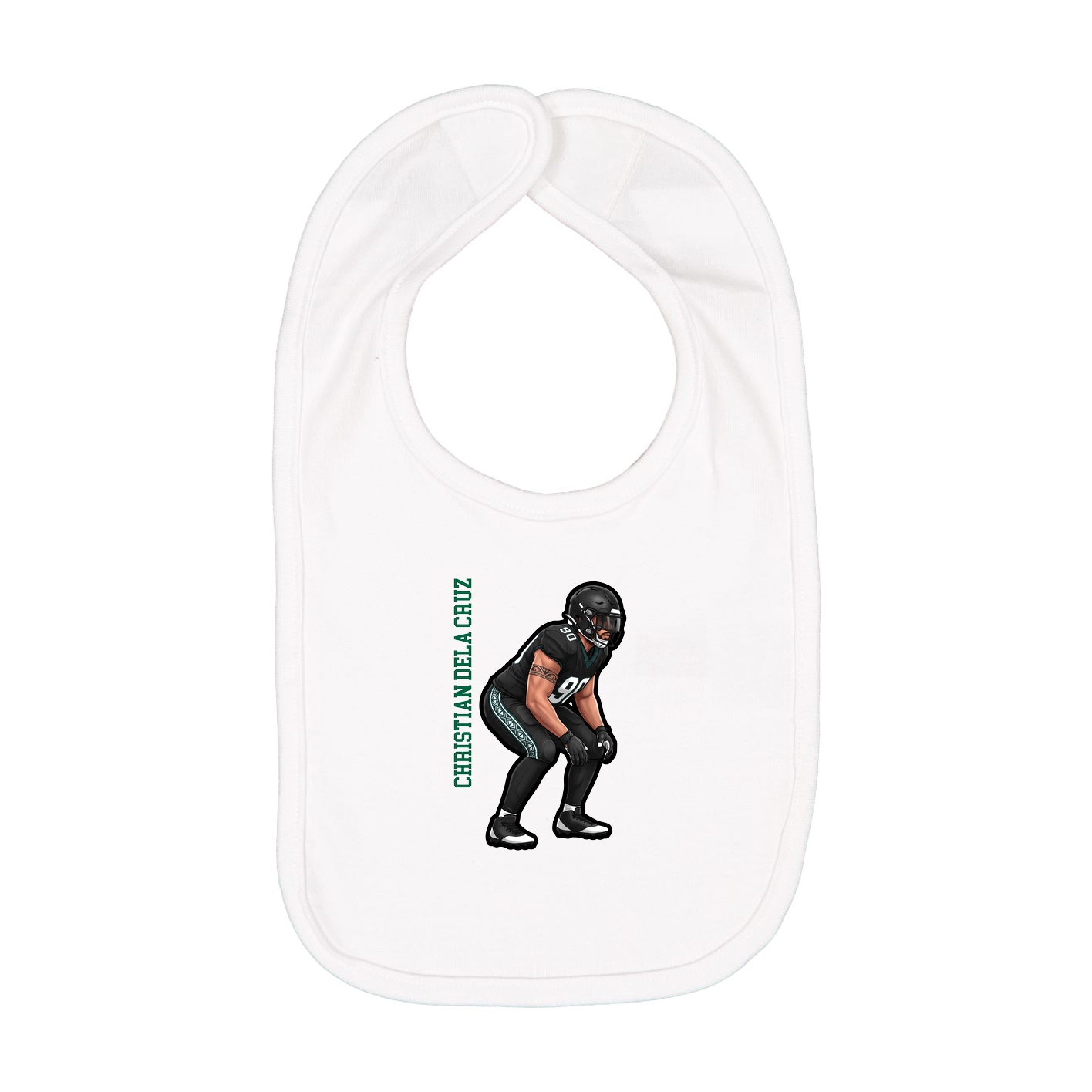 Infant Bib — Name Vertical in White
