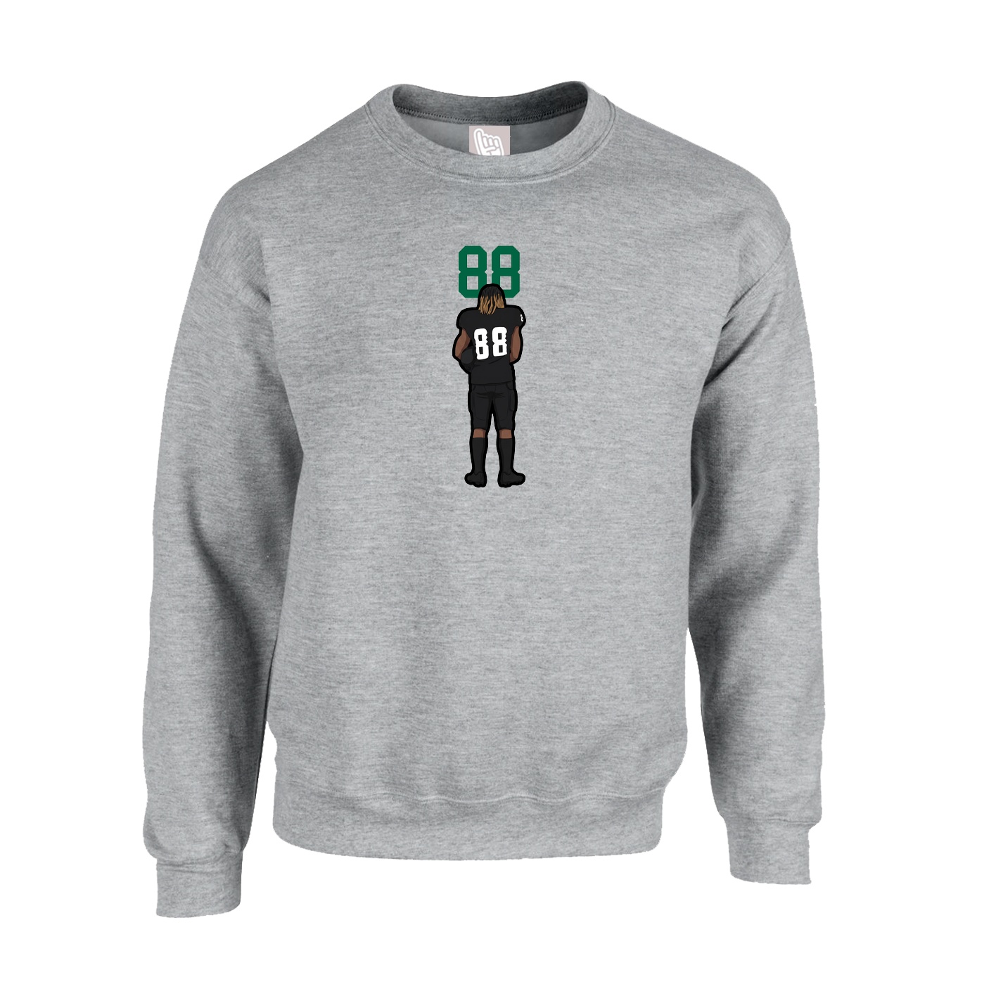 Fleece Crew — Number Top in Grey