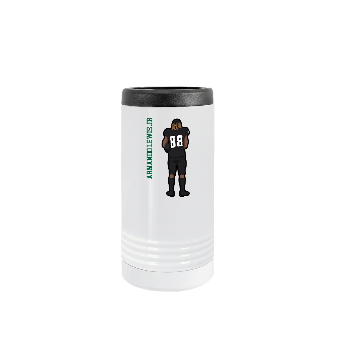 Slim Beverage Holder — Name Vertical in White