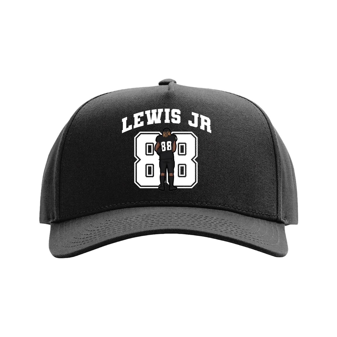 Full Fabric Five-Panel Champ Cap — Number in Black