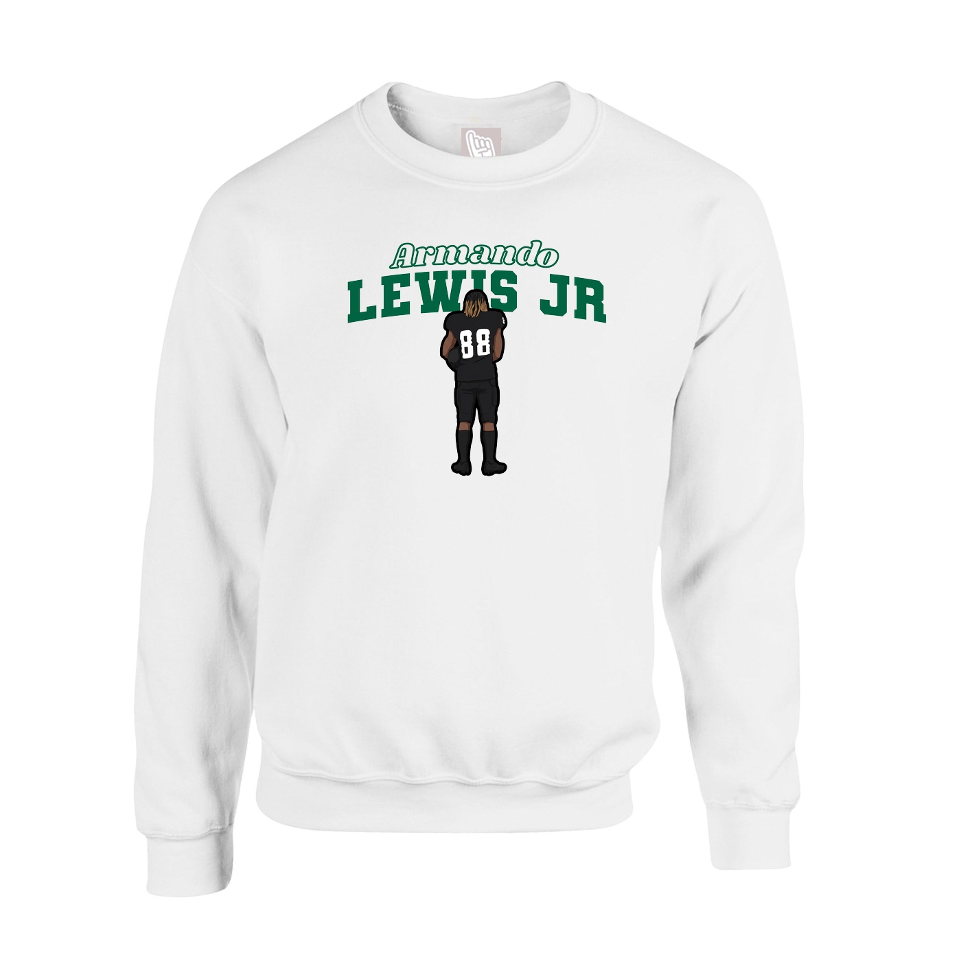 Fleece Crew — Name Arch in White