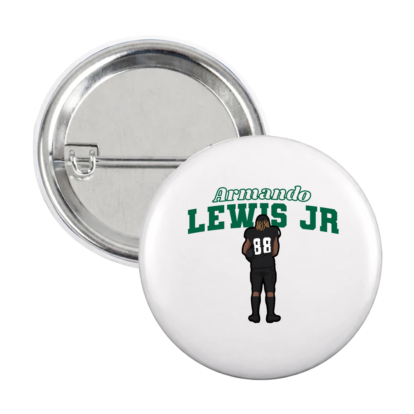 Game Day Button — Name Arch in White