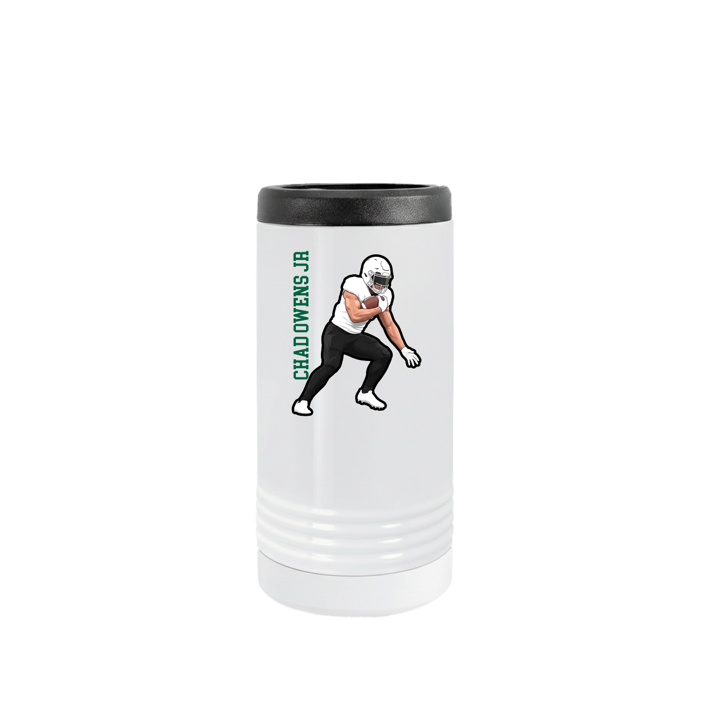 Slim Beverage Holder — Name Vertical in White