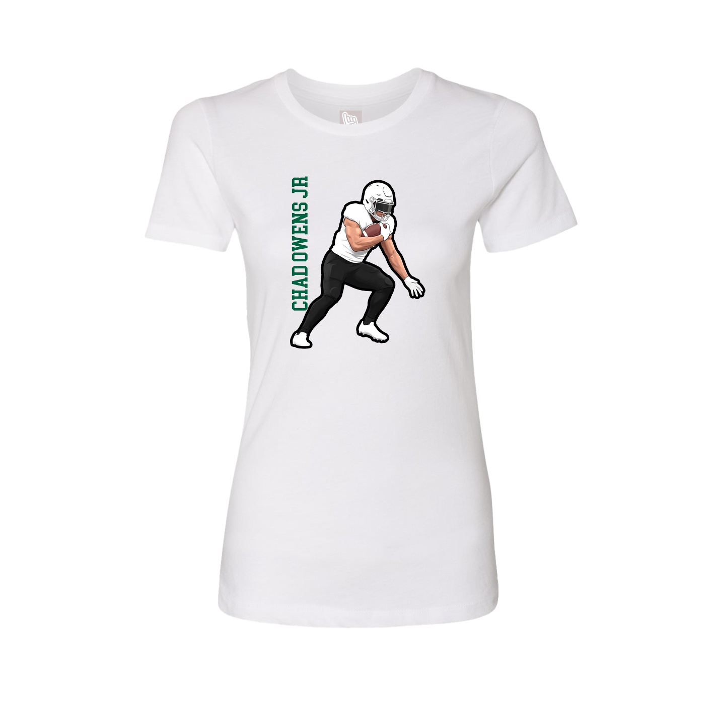 Fitted Women's Tee — Name Vertical in White