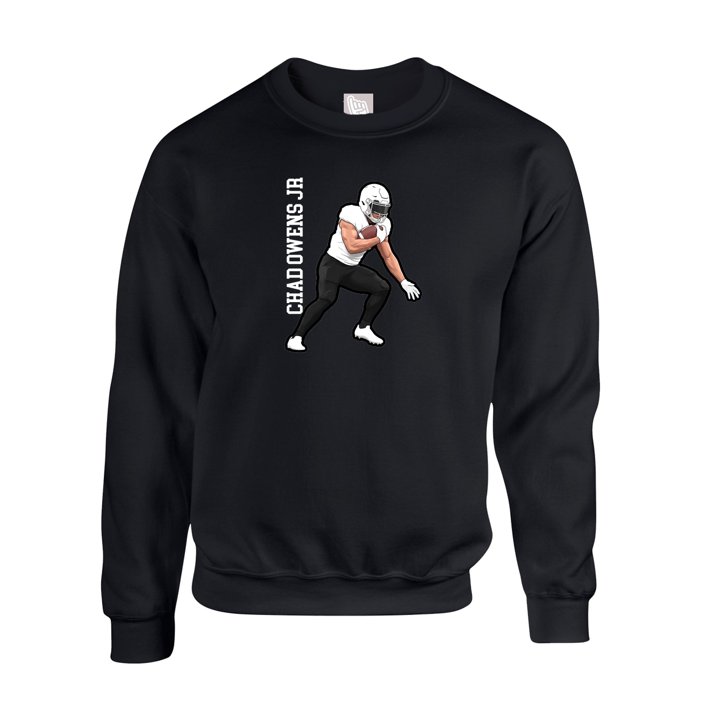 Fleece Crew — Name Vertical in Black
