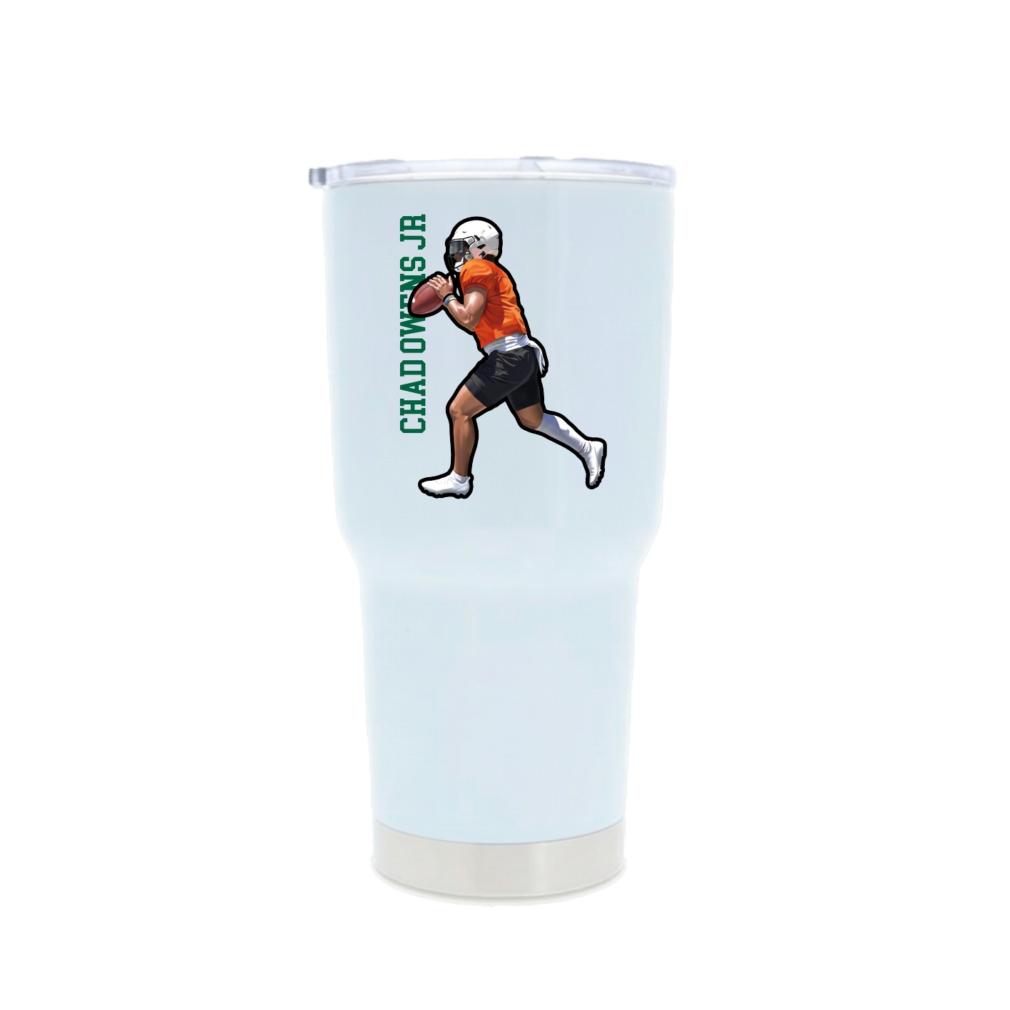 30oz Stainless Steel Tumbler — Name Vertical in White