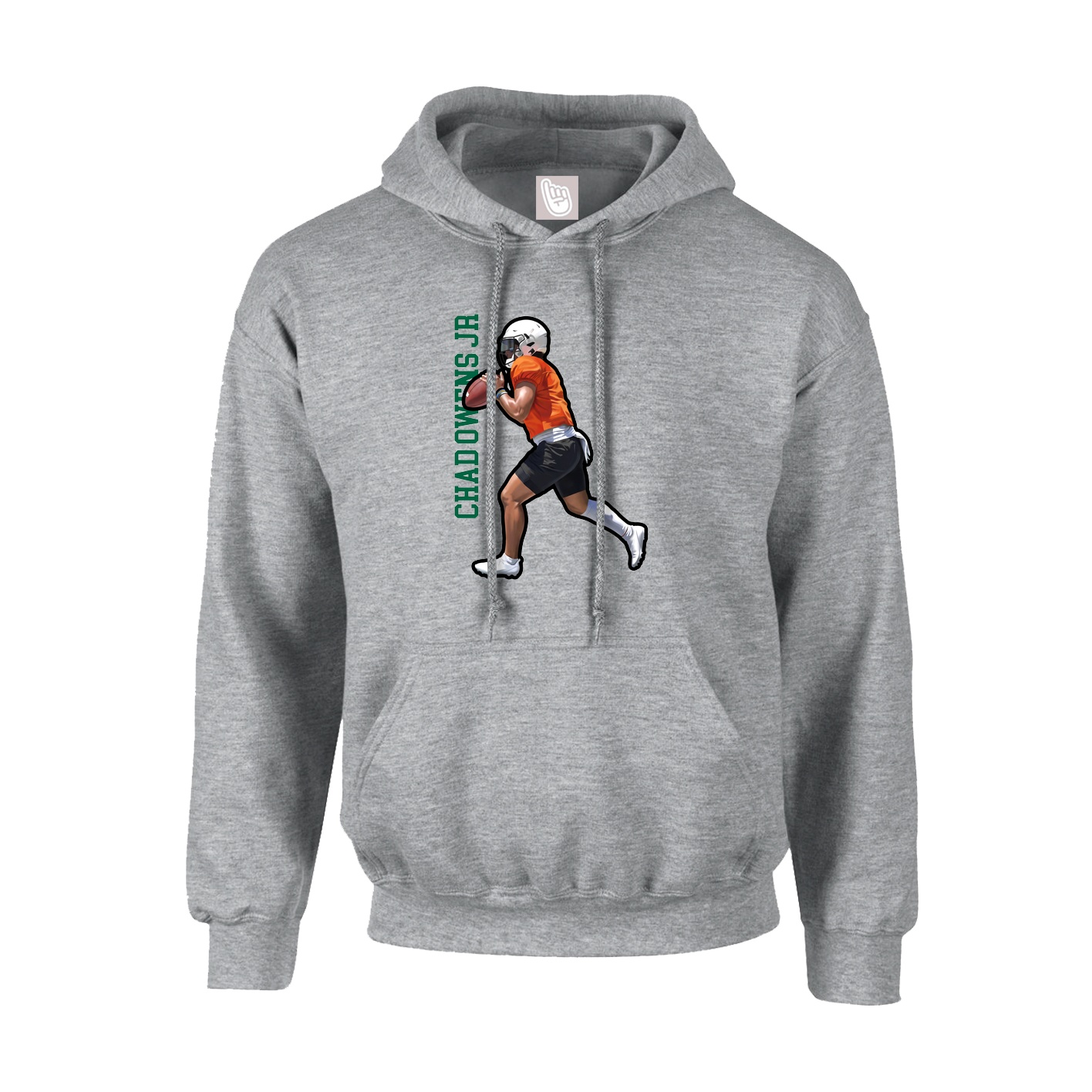 Hoodie — Name Vertical in Grey