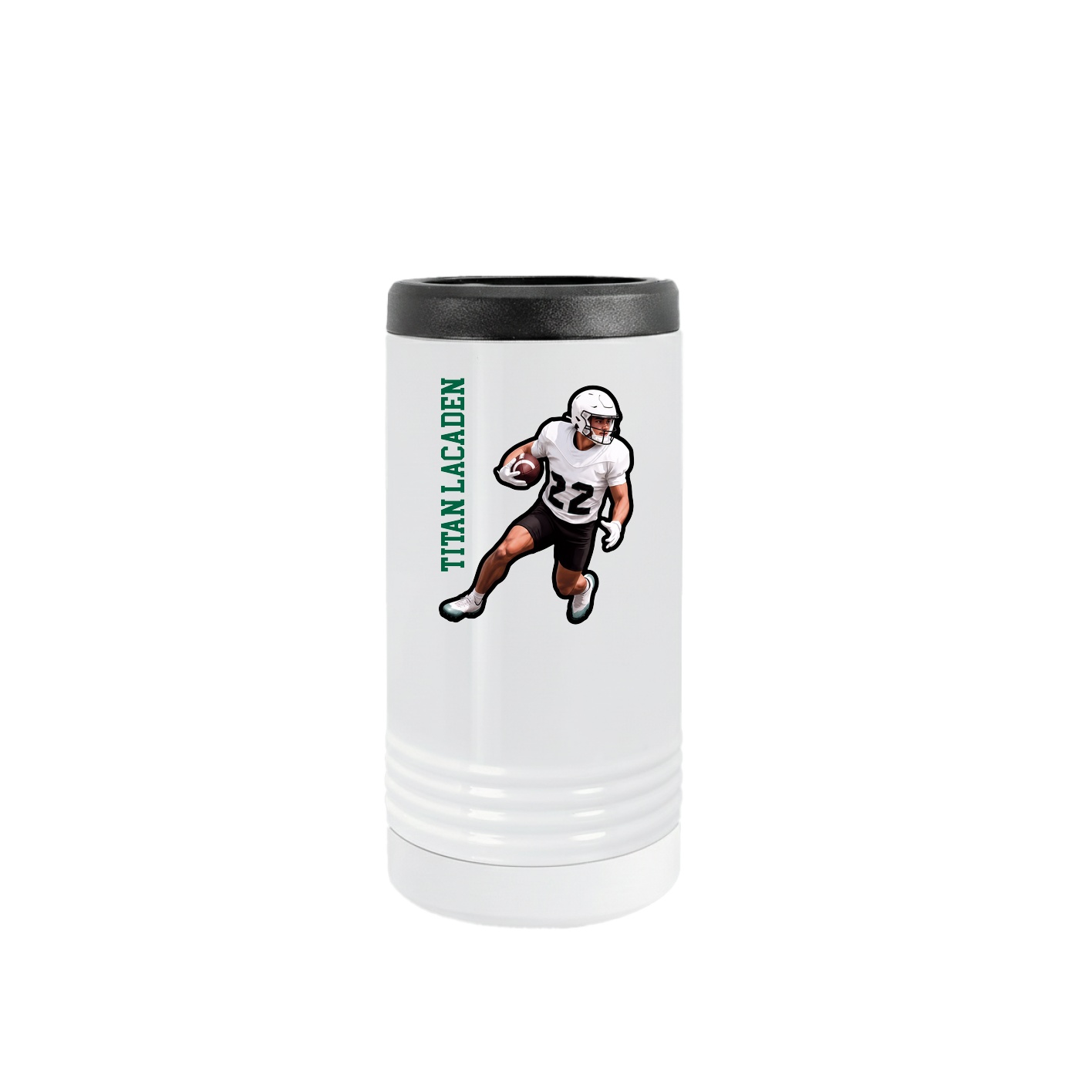 Slim Beverage Holder — Name Vertical in White