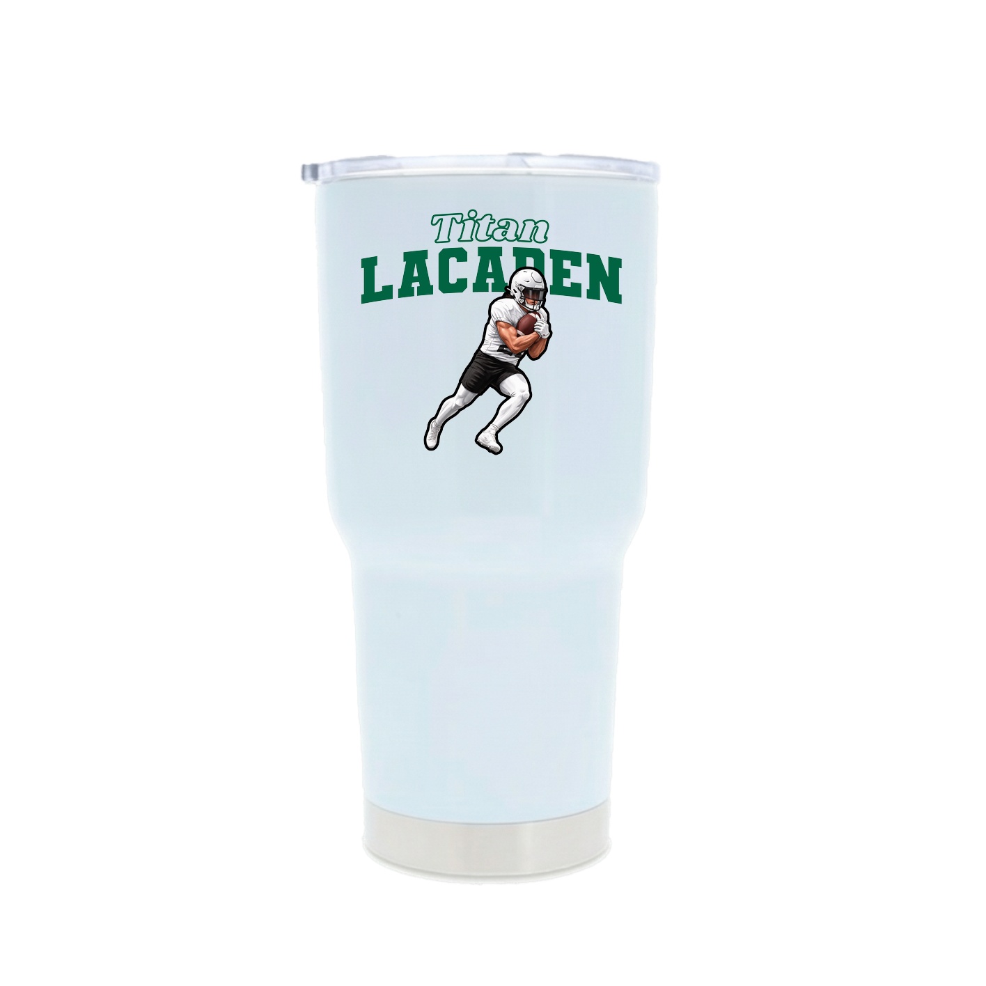 30oz Stainless Steel Tumbler — Name Arch in White