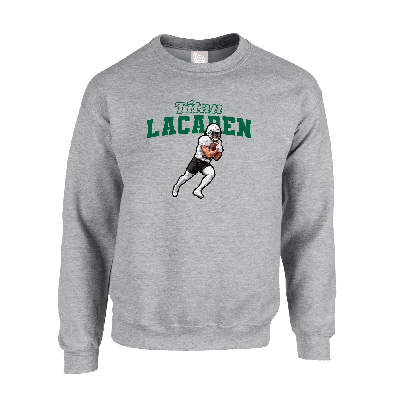 Fleece Crew — Name Arch in Grey