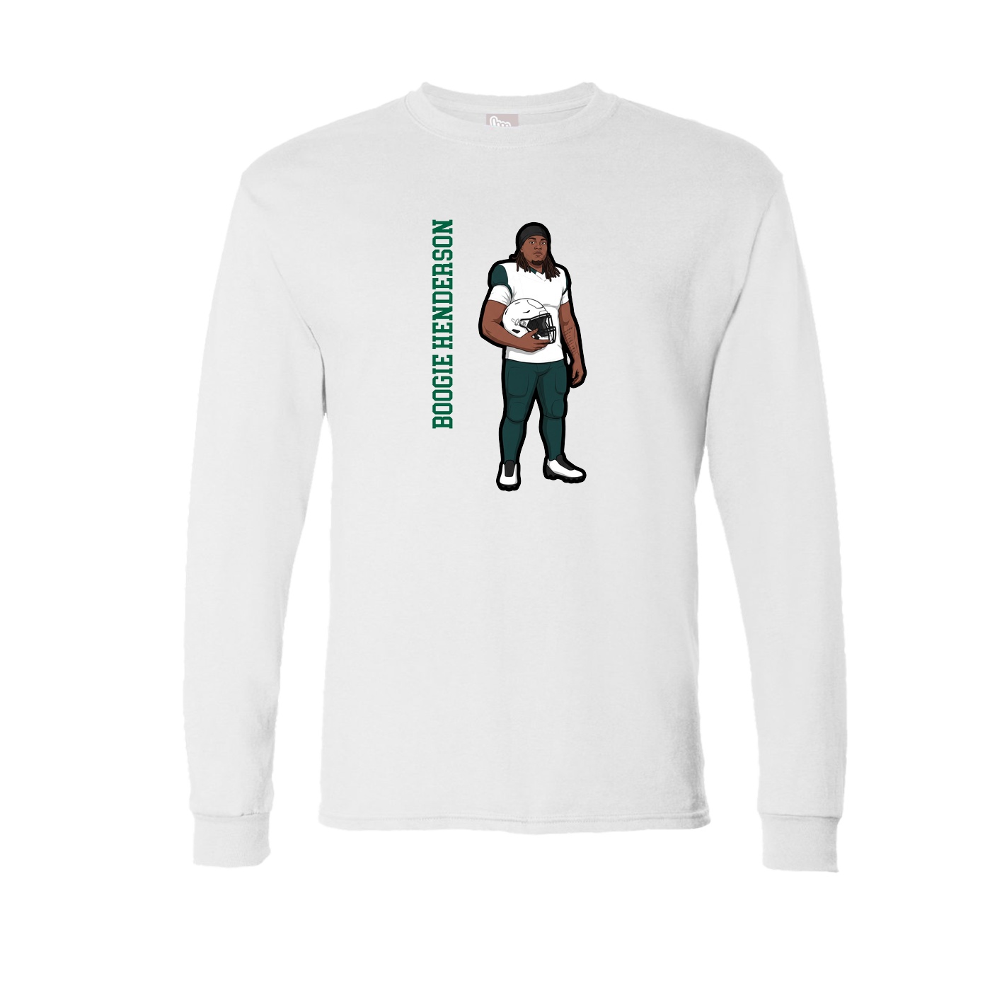 Long Sleeve Tee — Name Vertical in White