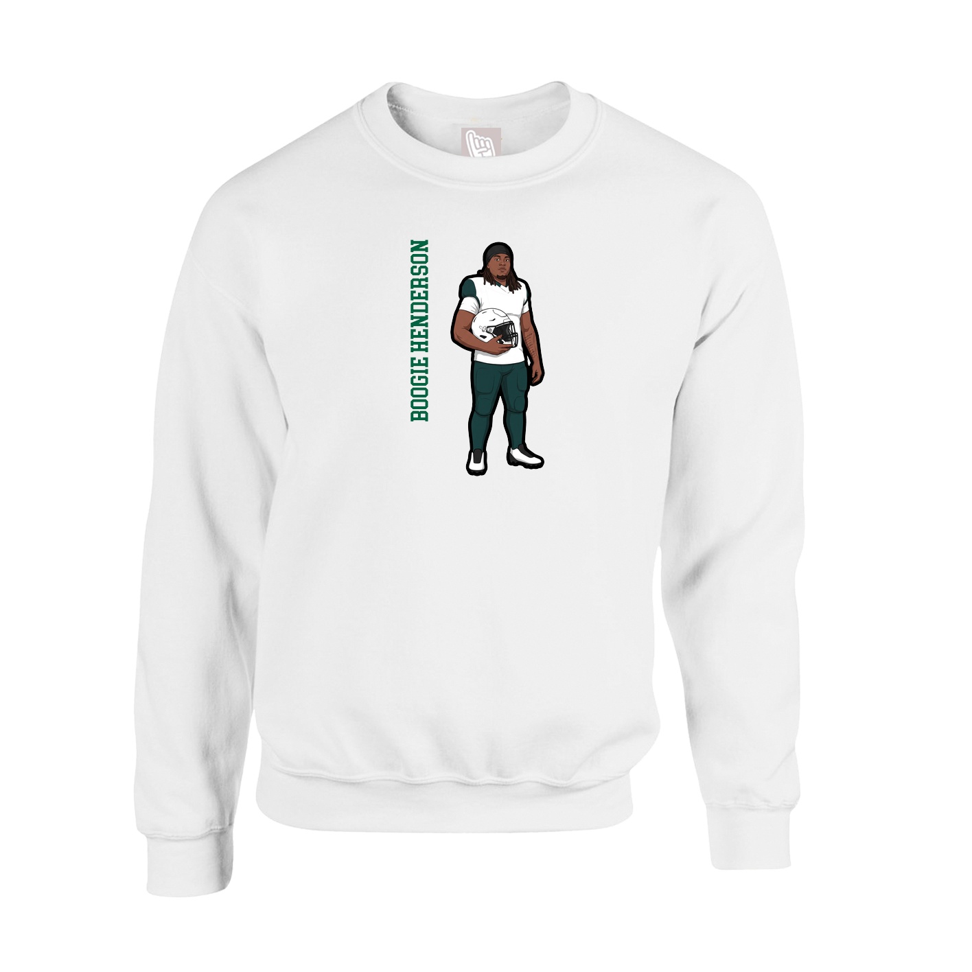 Fleece Crew — Name Vertical in White