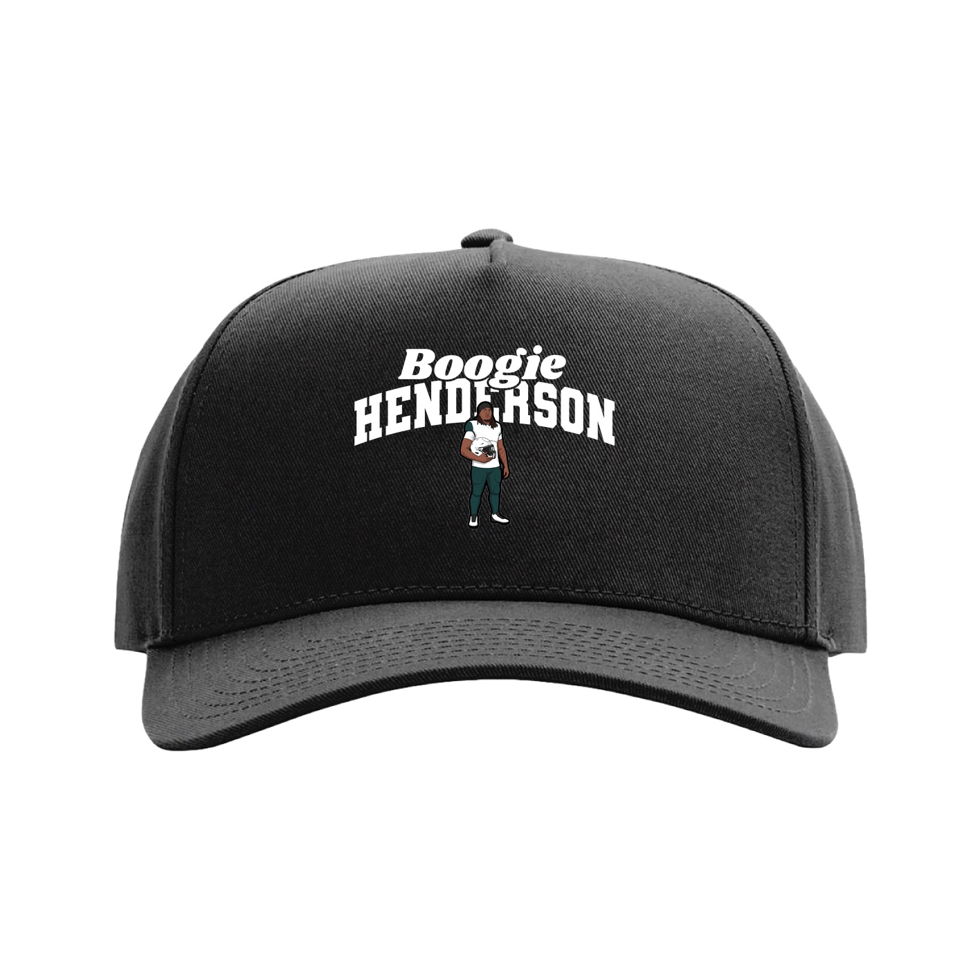 Full Fabric Five-Panel Champ Cap — Signature Arch in Black