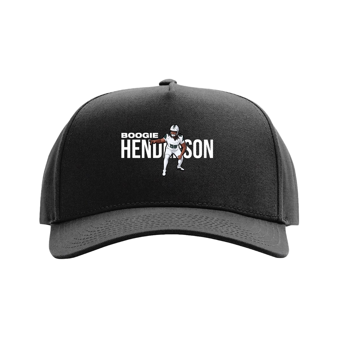 Full Fabric Five-Panel Champ Cap — Player Name in Black