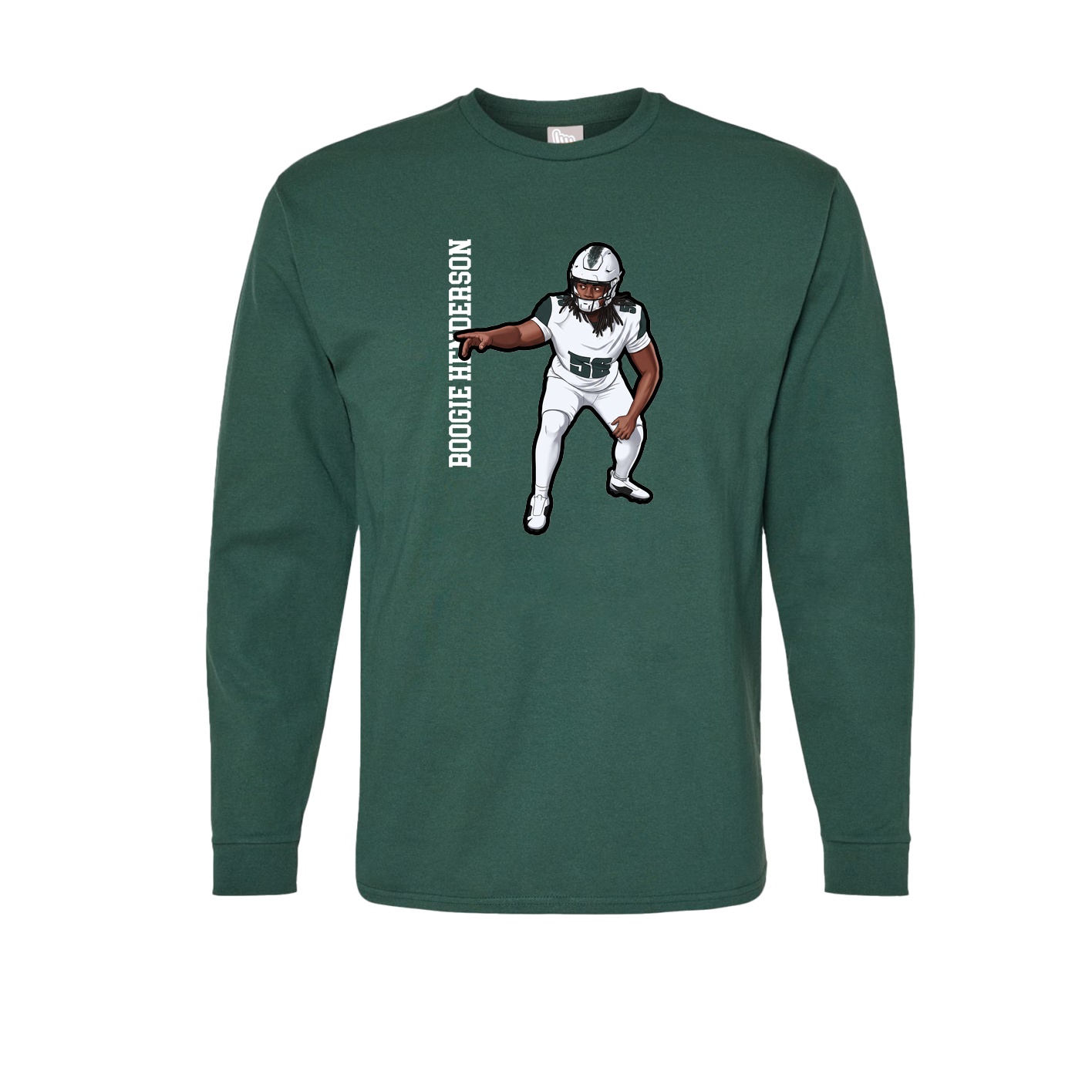 Long Sleeve Tee — Name Vertical in Green