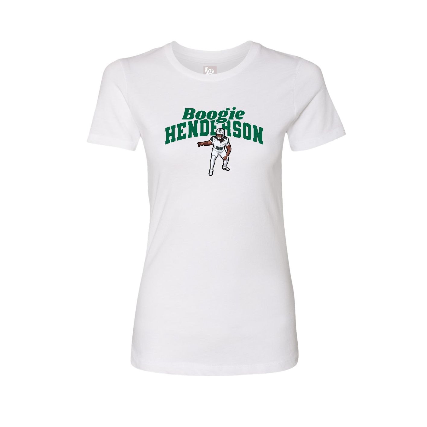 Fitted Women's Tee — Signature Arch in White
