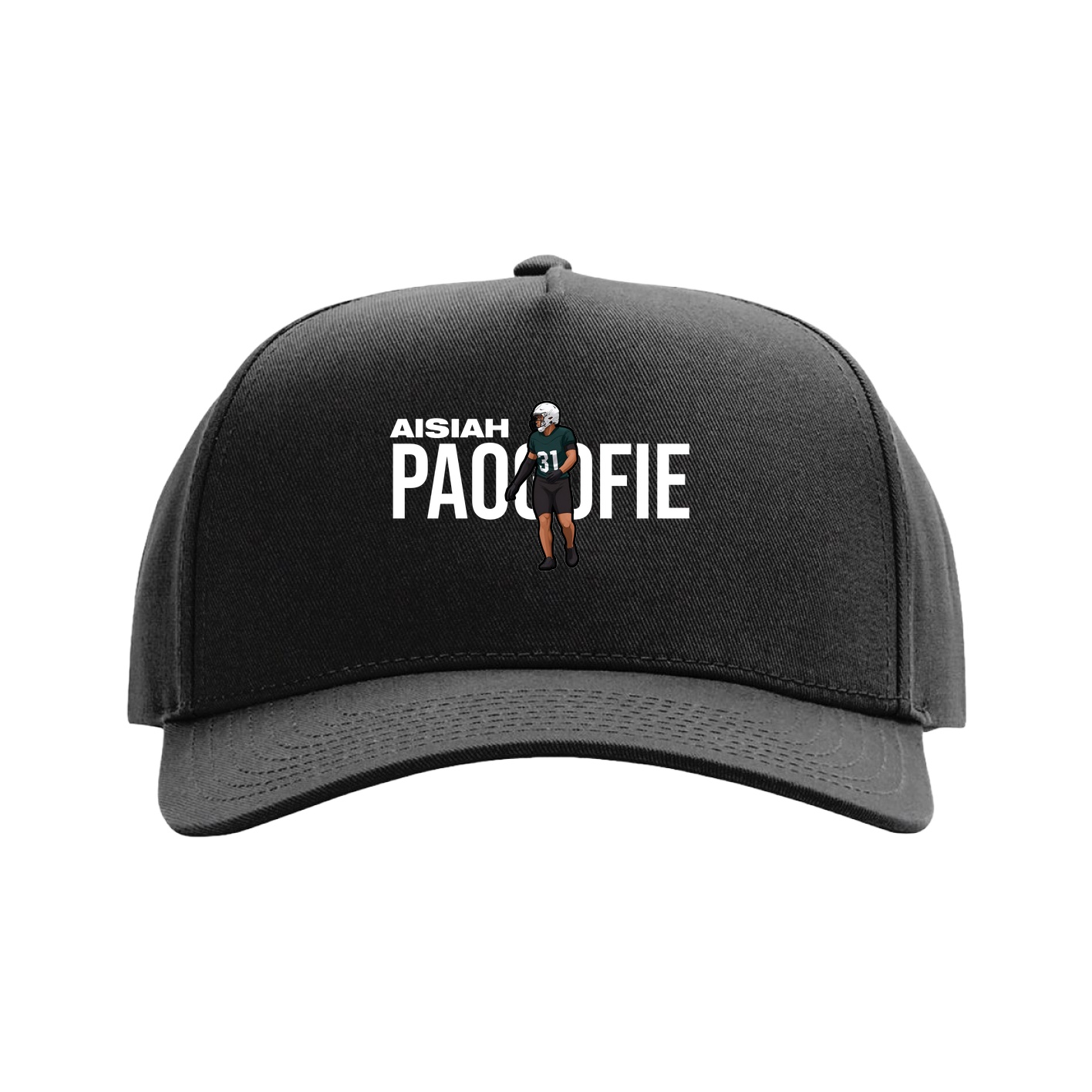 Full Fabric Five-Panel Champ Cap — Player Name in Black