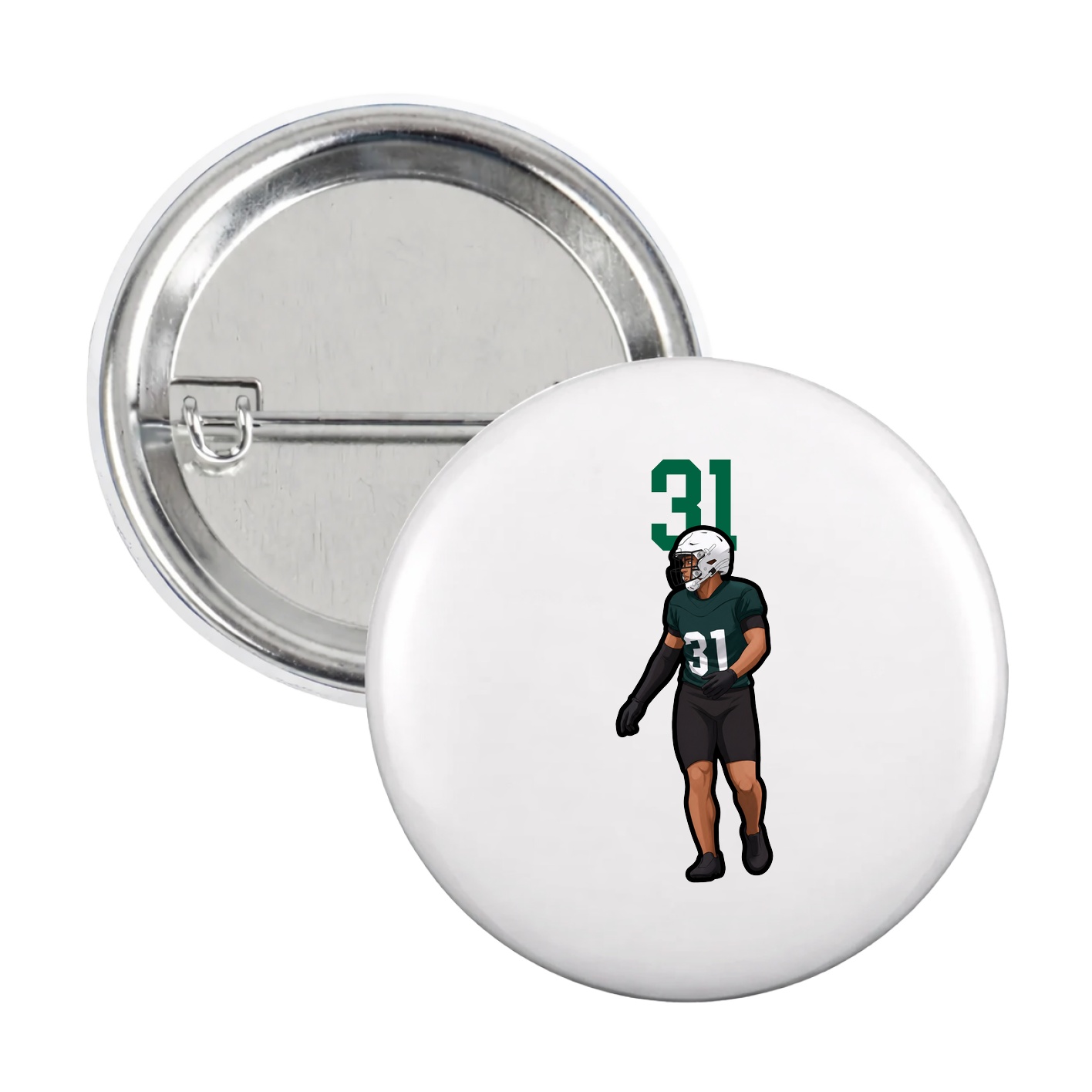 Game Day Button — Number Top in White
