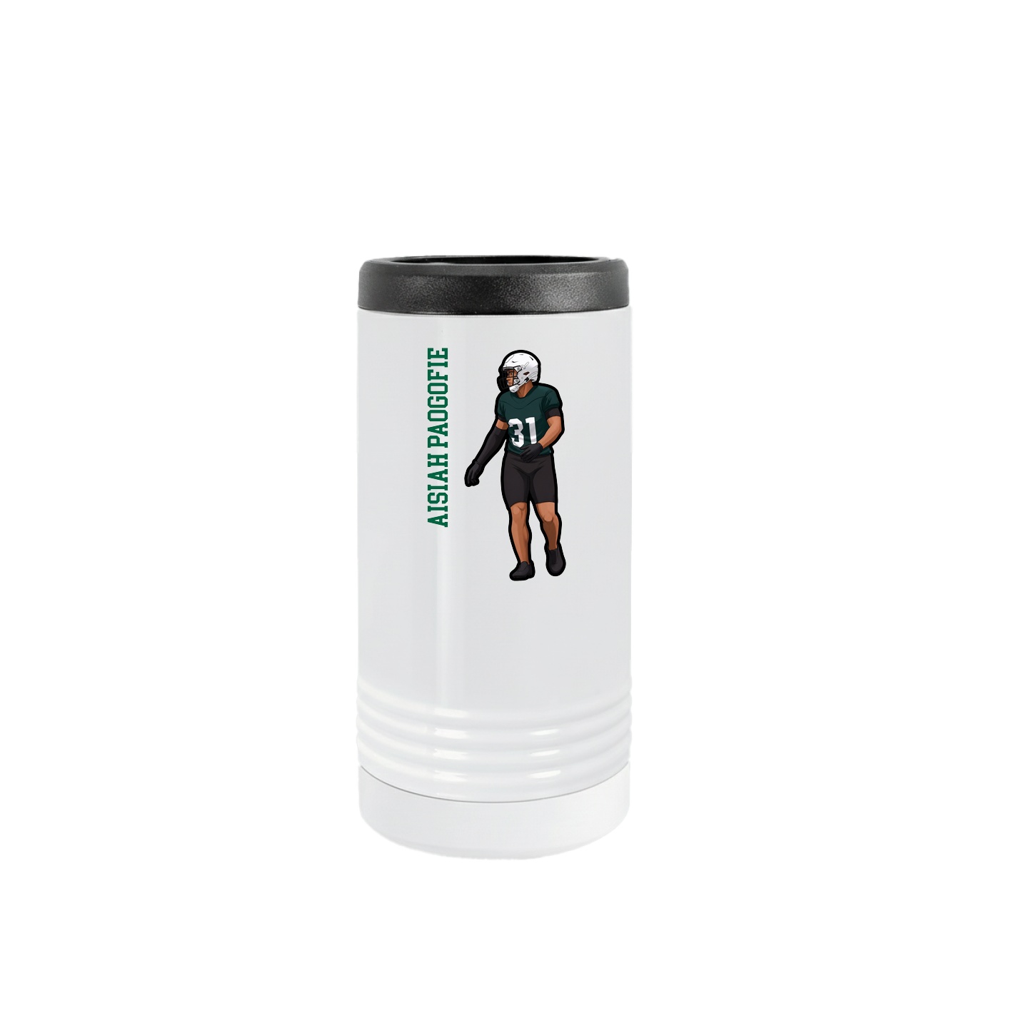 Slim Beverage Holder — Name Vertical in White