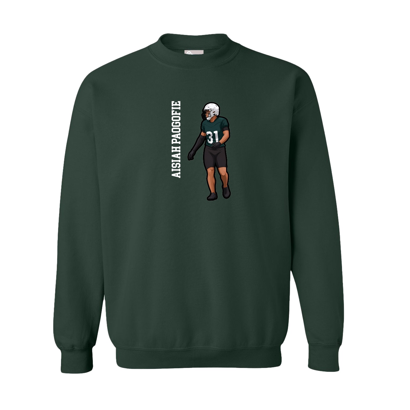 Fleece Crew — Name Vertical in Green