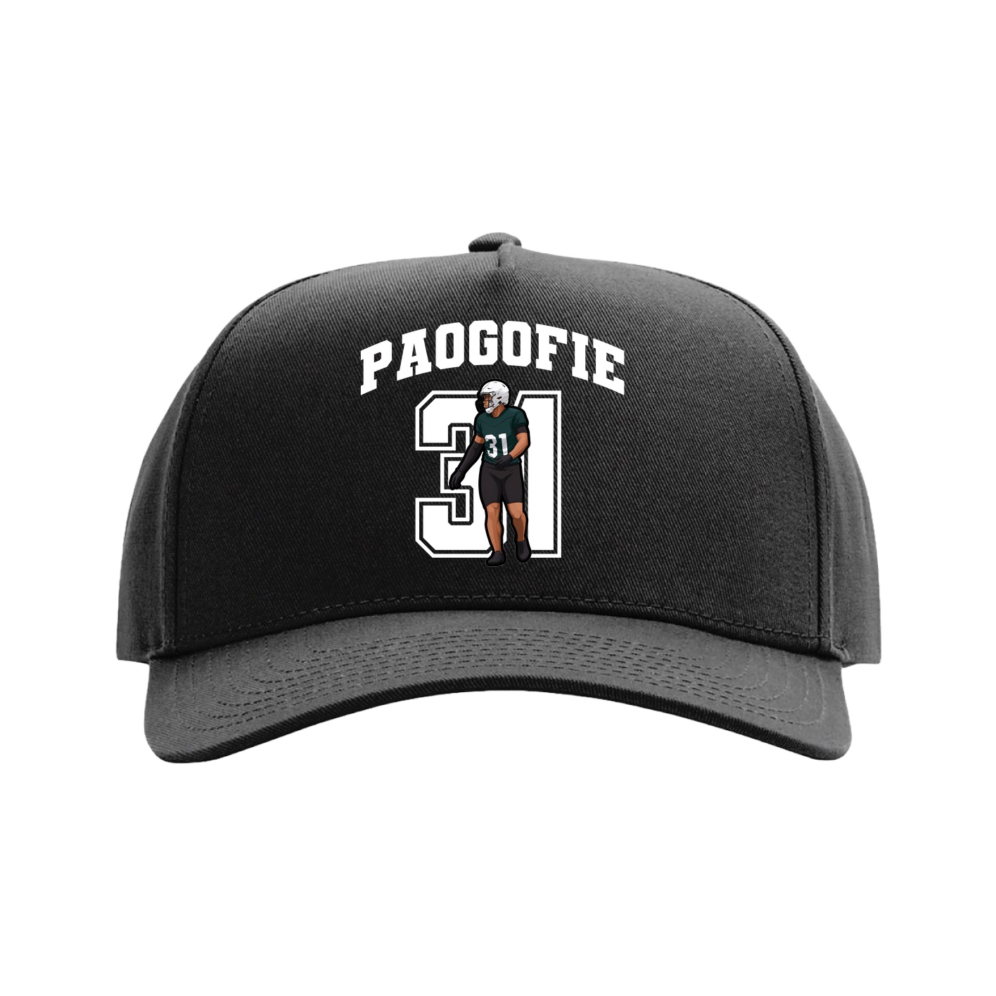Full Fabric Five-Panel Champ Cap — Number in Black