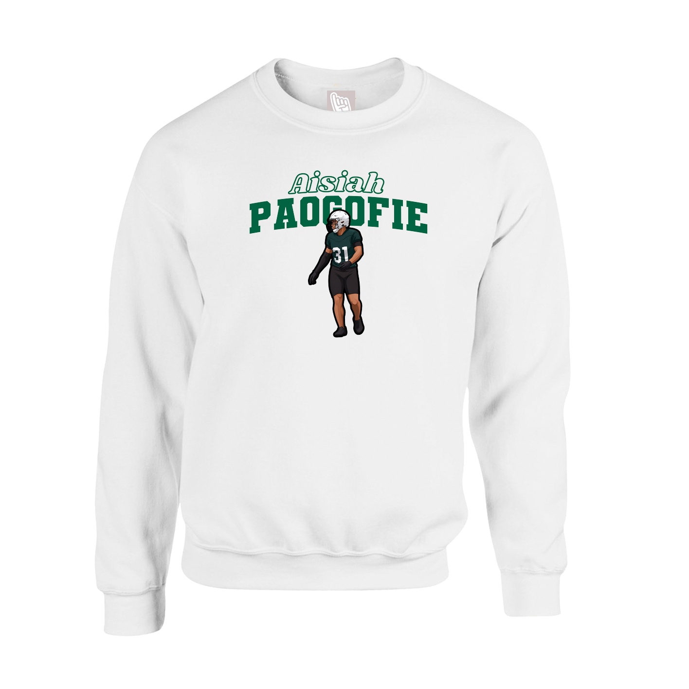 Fleece Crew — Name Arch in White