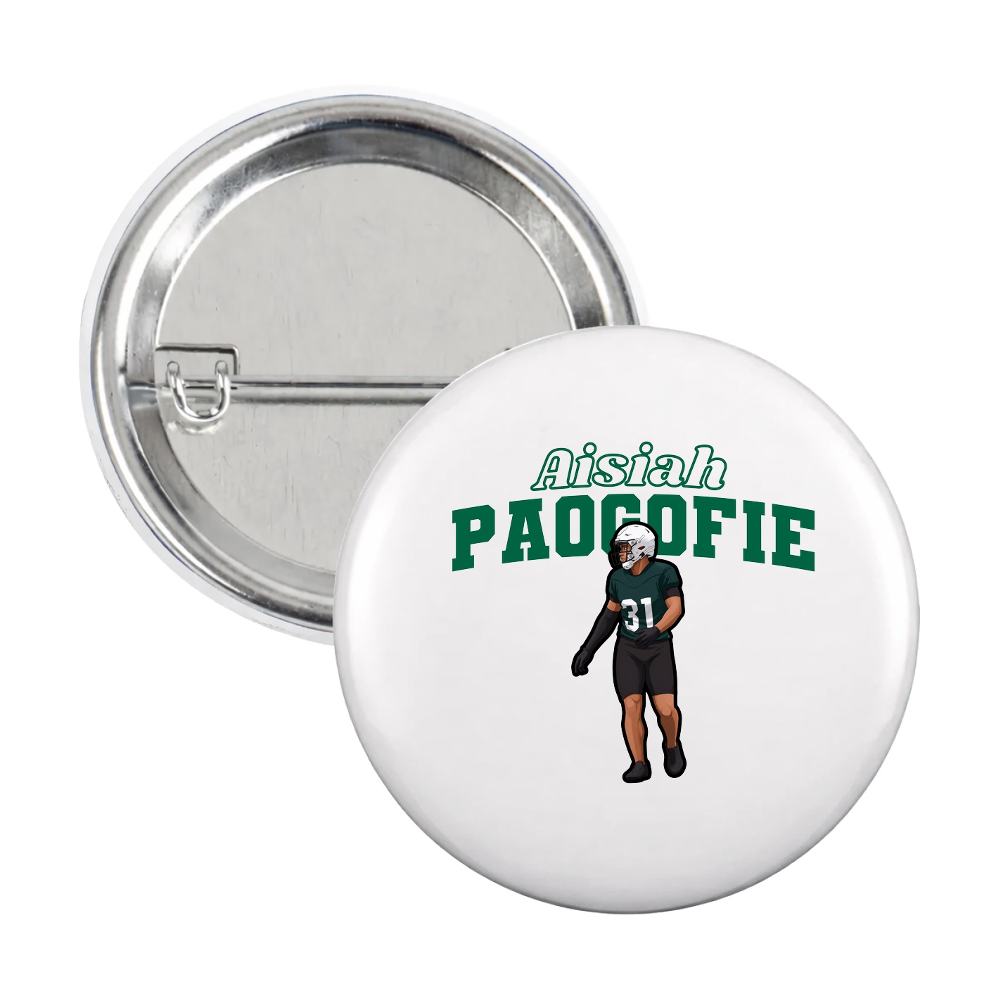 Game Day Button — Name Arch in White