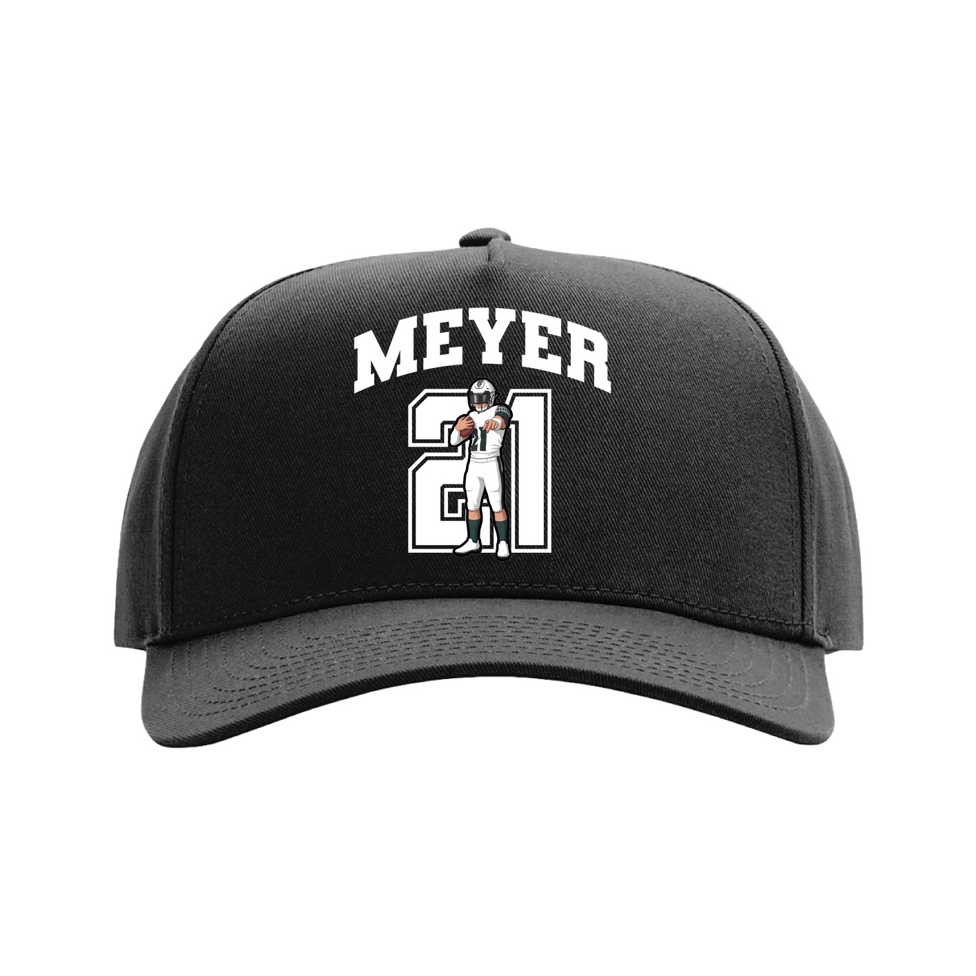 Full Fabric Five-Panel Champ Cap — Number in Black