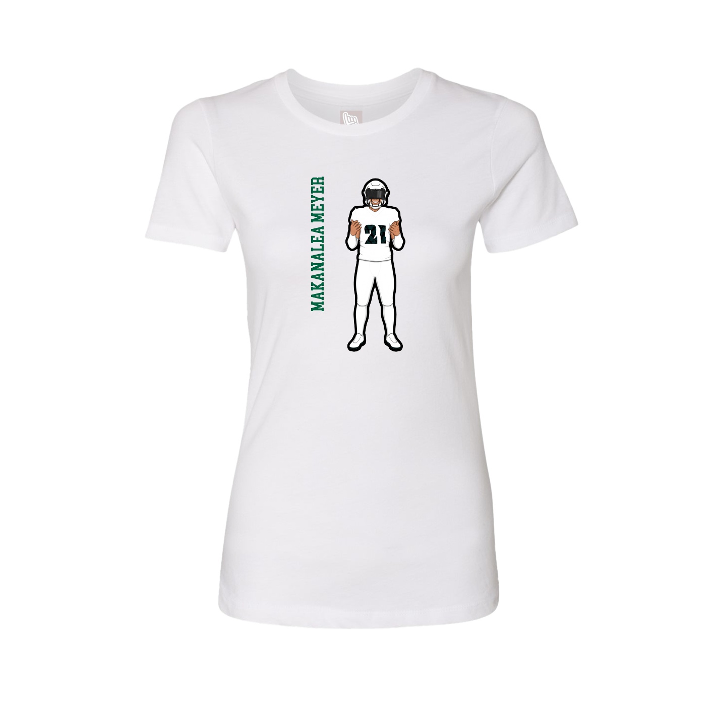 Fitted Women's Tee — Name Vertical in White