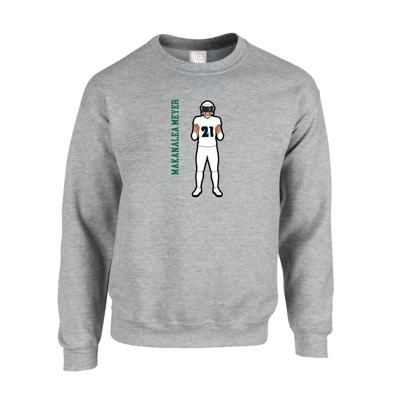 Fleece Crew — Name Vertical in Grey