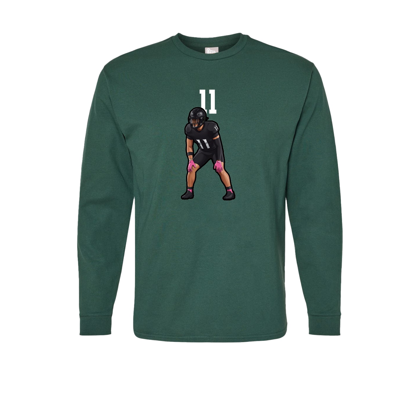 Long Sleeve Tee — Number Top in Green