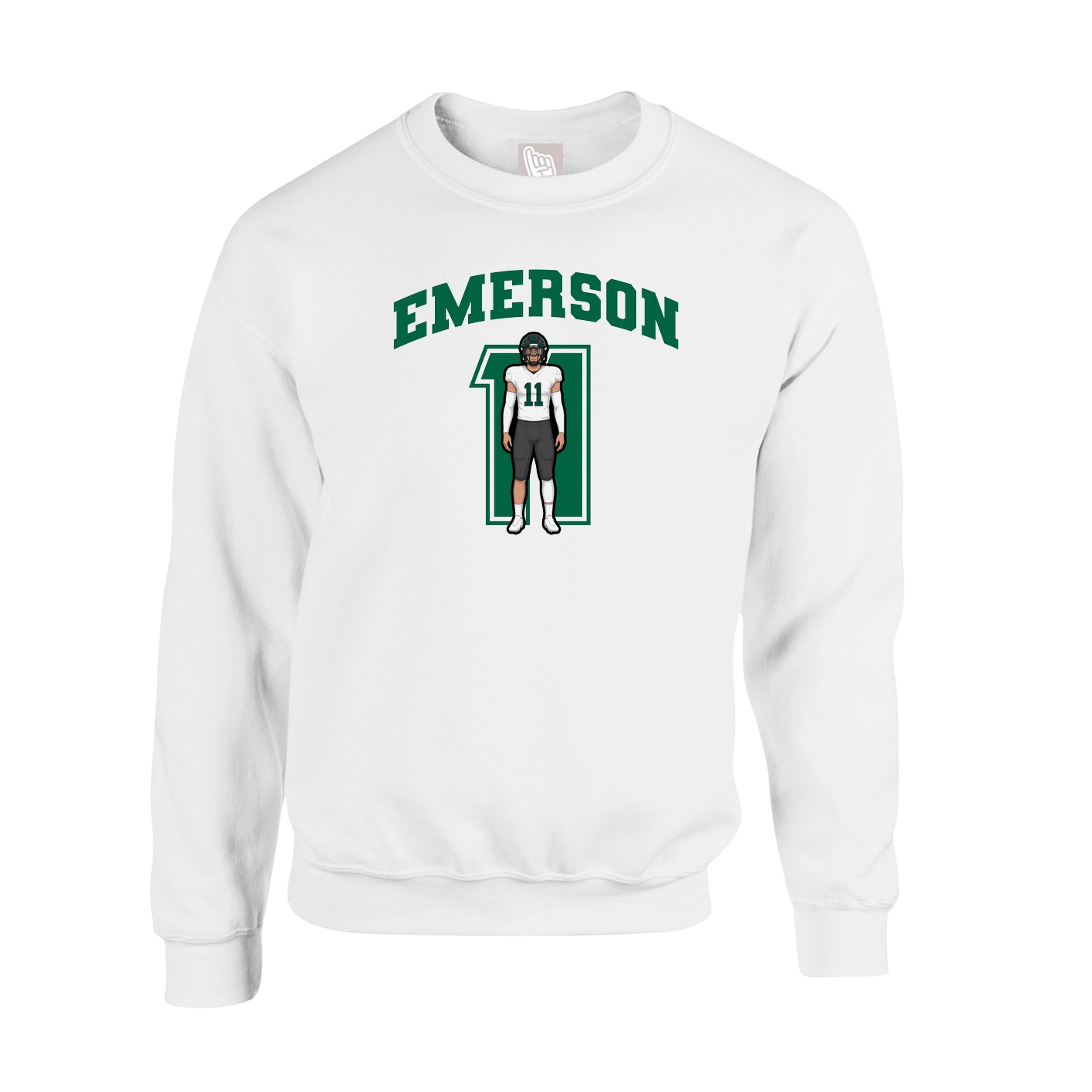 Fleece Crew — Number in White