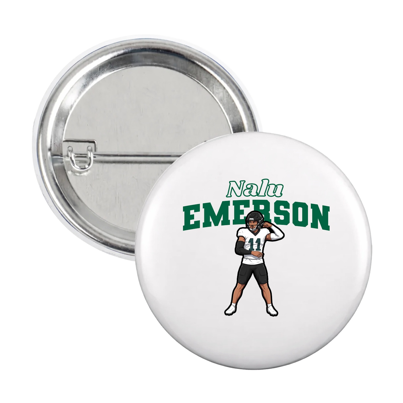 Game Day Button — Name Arch in White