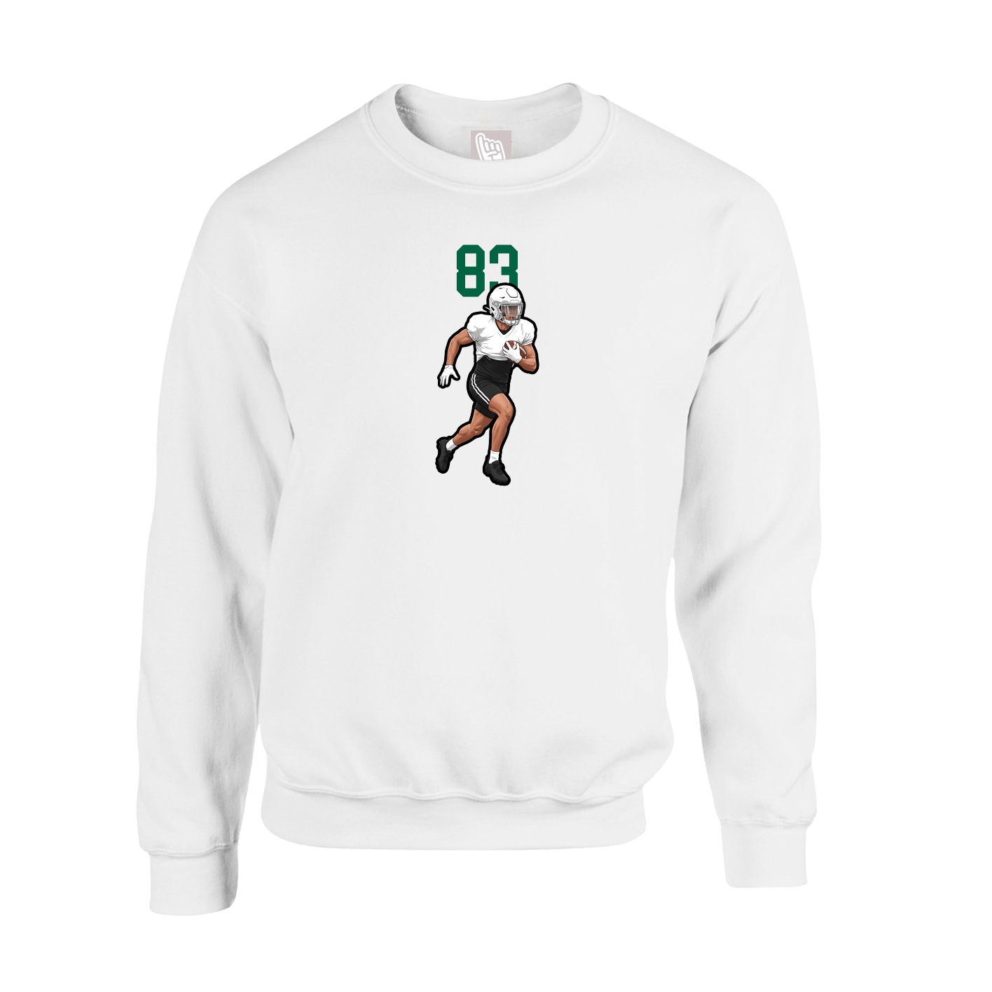 Fleece Crew — Number Top in White