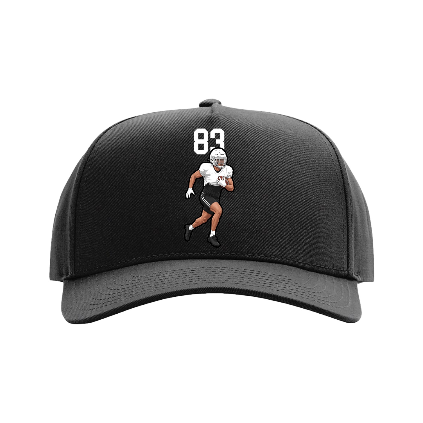 Full Fabric Five-Panel Champ Cap — Number Top in Black