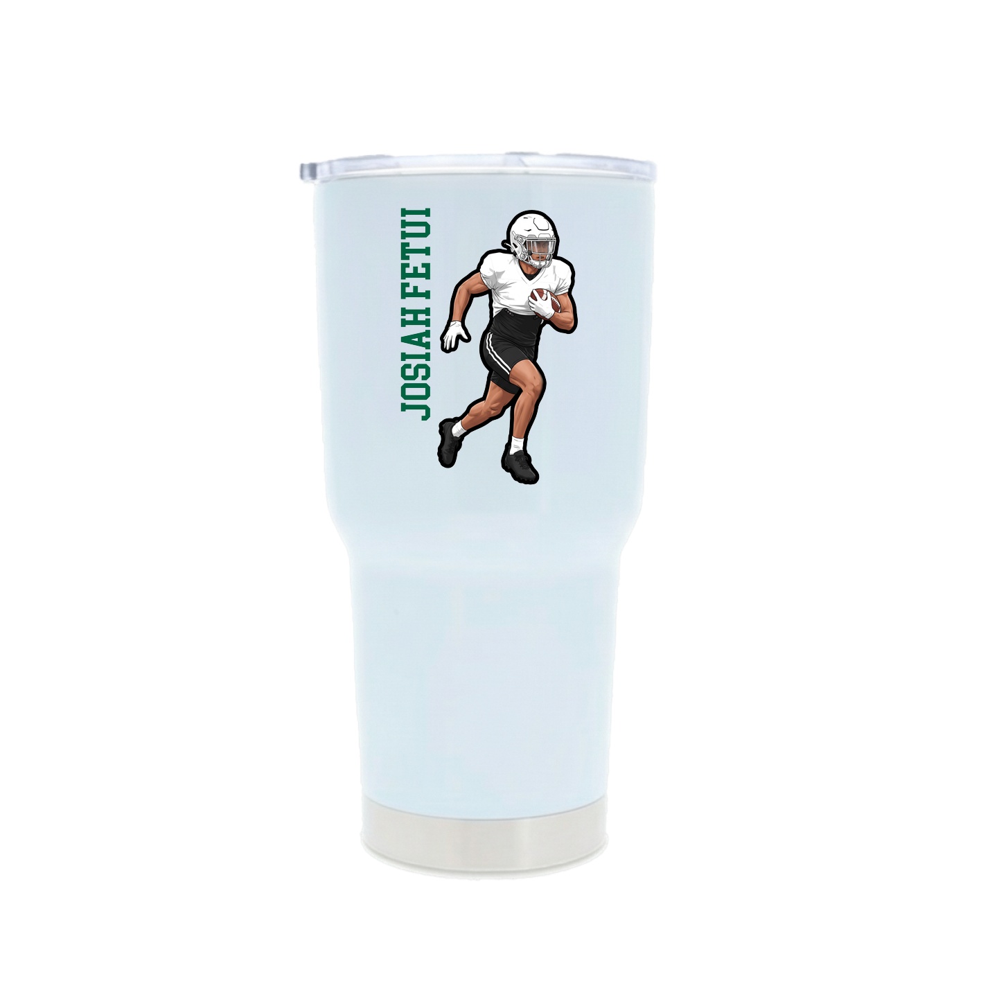 30oz Stainless Steel Tumbler — Name Vertical in White