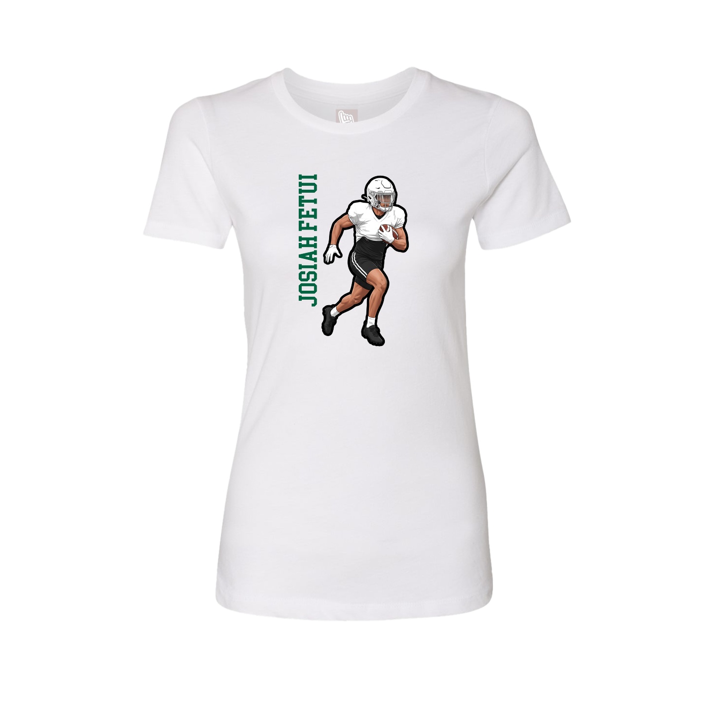 Fitted Women's Tee — Name Vertical in White